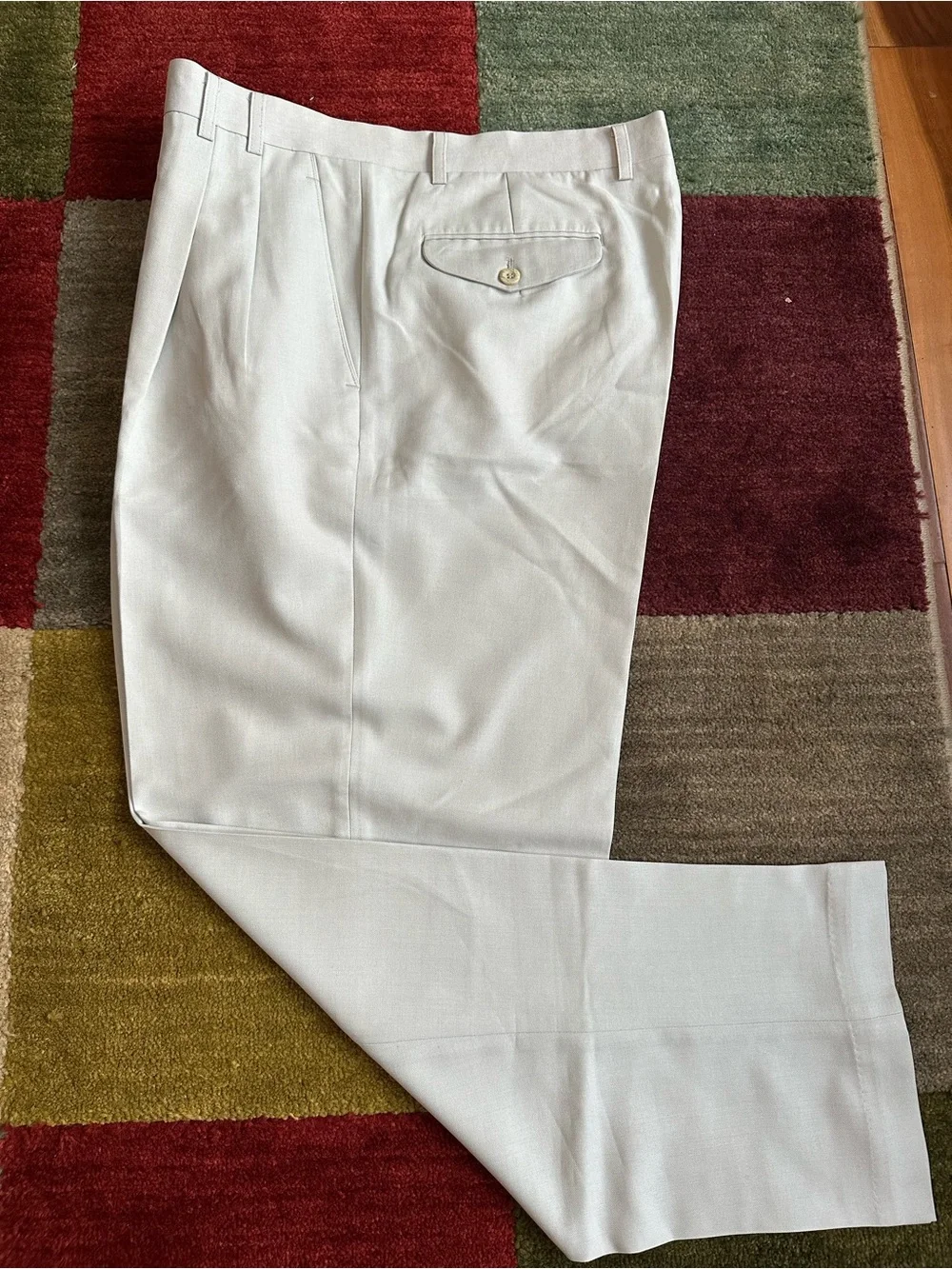 Men's Pleated Dress Pants in Light Beige